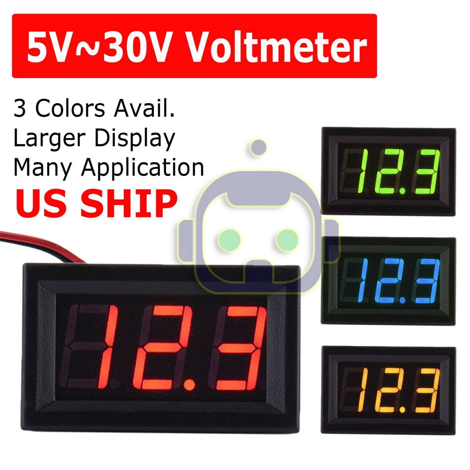 Led 12v ~ 24v Digital Display Voltmeter Car Motorcycle Voltage Gauge Panel Meter